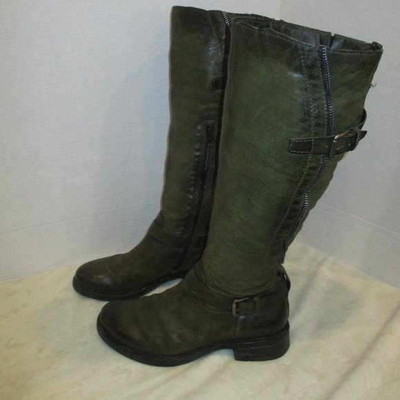 MJUS Tall Army Green Boots Size 39 UK US 8.5 - Picture 2 of 8